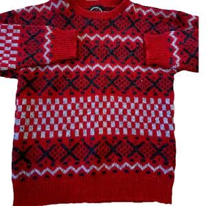 Vintage Alps Ski Sweater Mens XL Wool Fair Isle Geometric Academia 80s 90s Retro